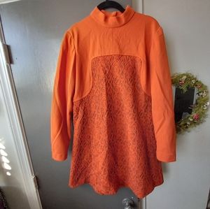 Retro 60s or 70s Vintage orange dress